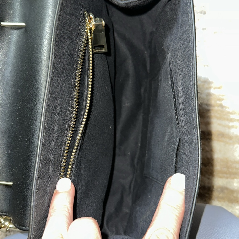 NWOT black leather/suede Handbag - Picture 3 of 5